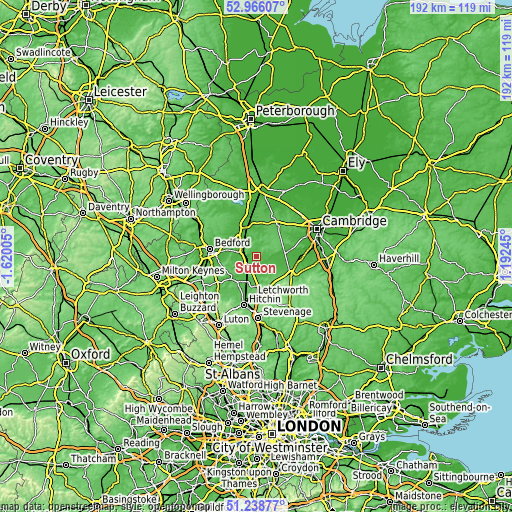 Topographic map of Sutton