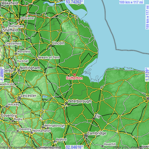 Topographic map of Sutterton