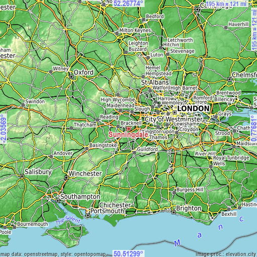 Topographic map of Sunningdale