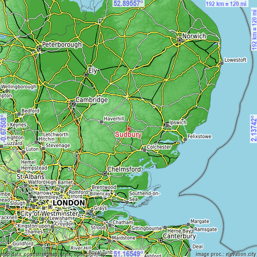 Topographic map of Sudbury