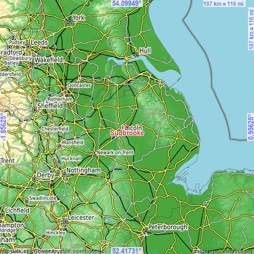 Topographic map of Sudbrooke