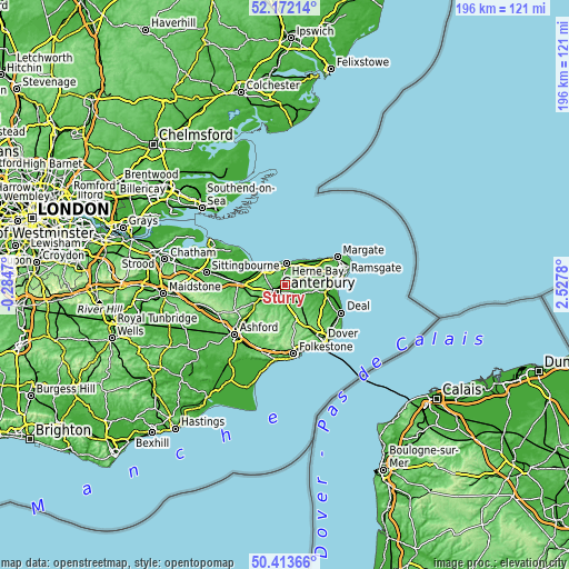 Topographic map of Sturry