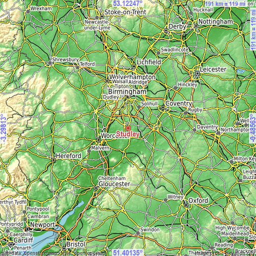 Topographic map of Studley