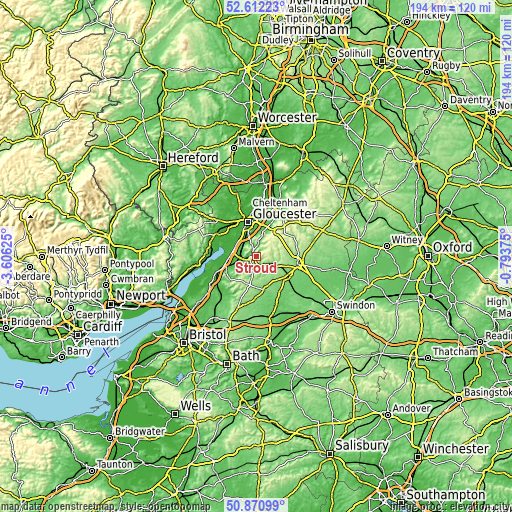 Topographic map of Stroud