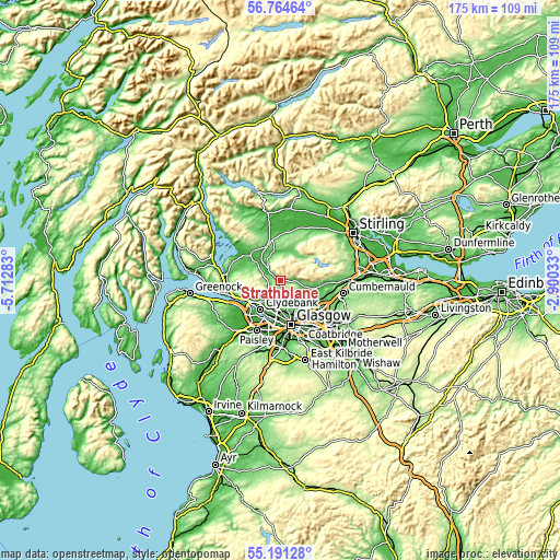 Topographic map of Strathblane