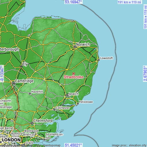 Topographic map of Stradbroke