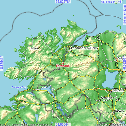 Topographic map of Strabane