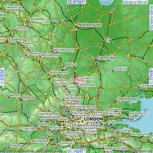 Topographic map of Stotfold