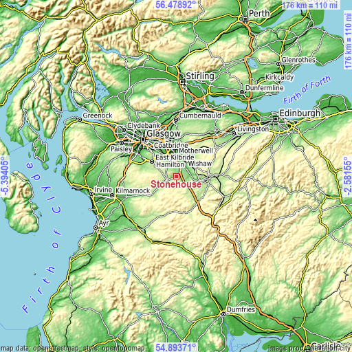 Topographic map of Stonehouse