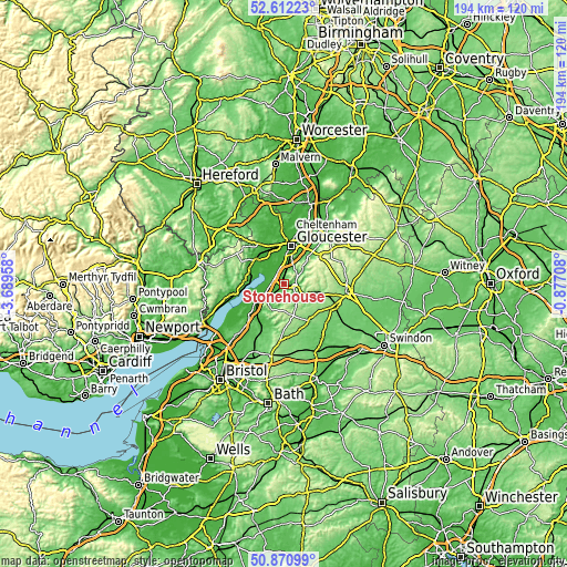 Topographic map of Stonehouse