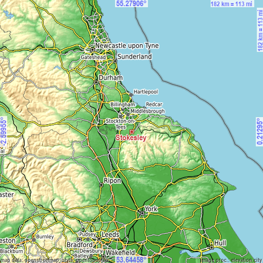 Topographic map of Stokesley