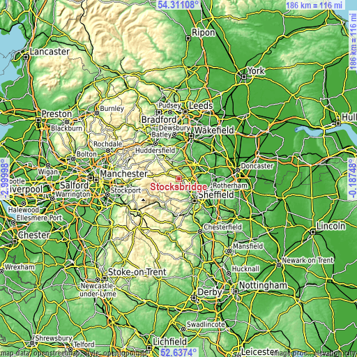 Topographic map of Stocksbridge