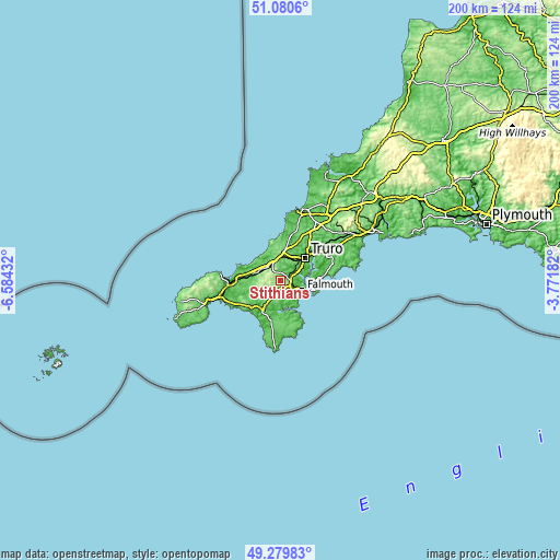 Topographic map of Stithians