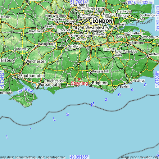 Topographic map of Steyning