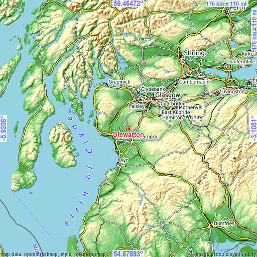 Topographic map of Stewarton