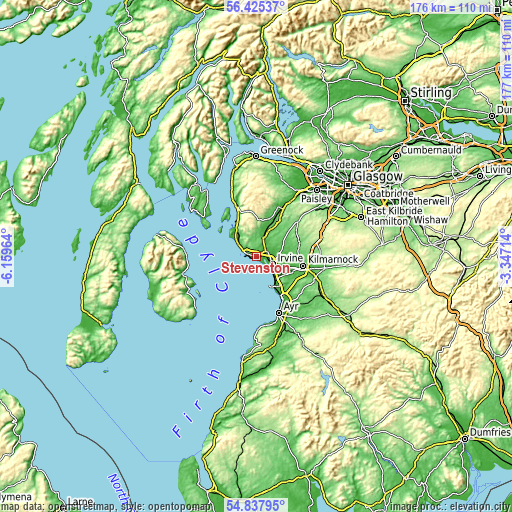 Topographic map of Stevenston