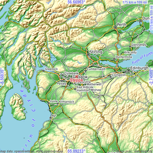 Topographic map of Stepps