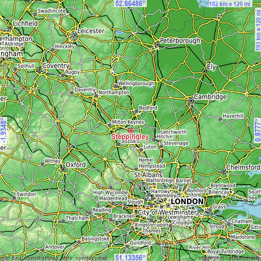 Topographic map of Steppingley