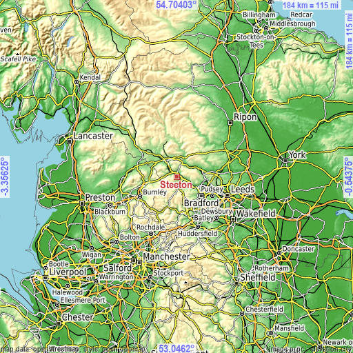 Topographic map of Steeton