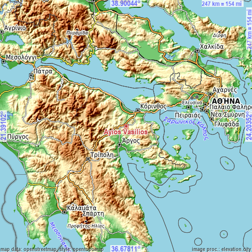 Topographic map of Áyios Vasílios