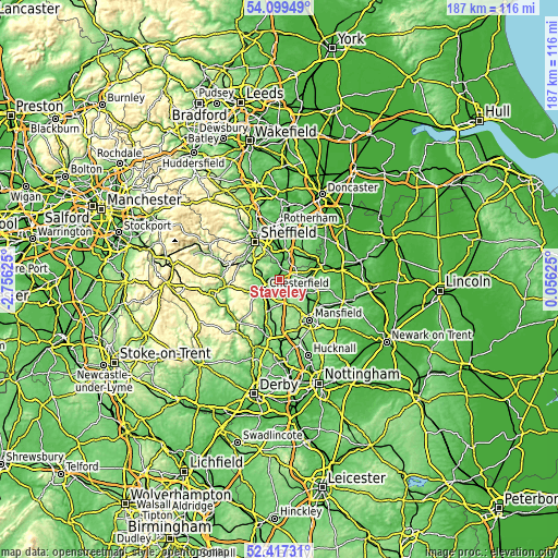 Topographic map of Staveley