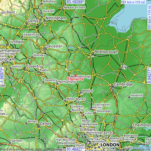 Topographic map of Stanwick