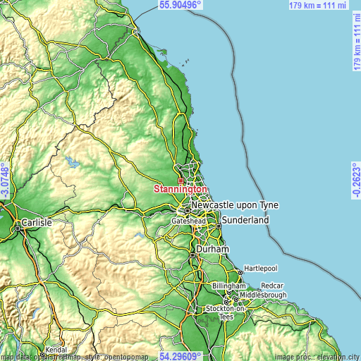 Topographic map of Stannington