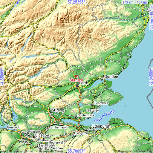Topographic map of Stanley