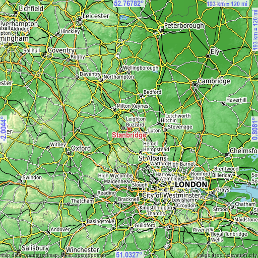 Topographic map of Stanbridge