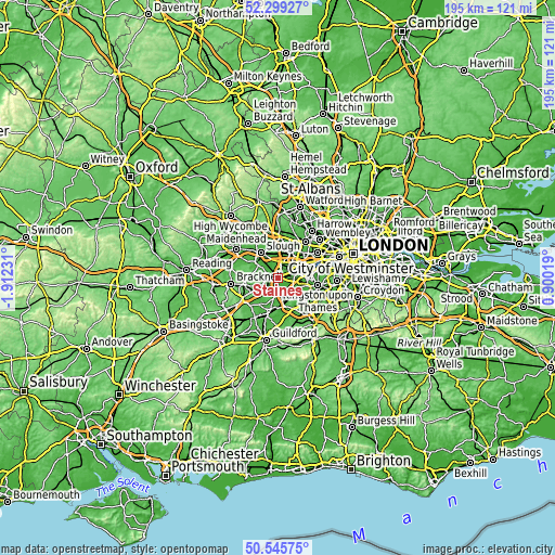 Topographic map of Staines