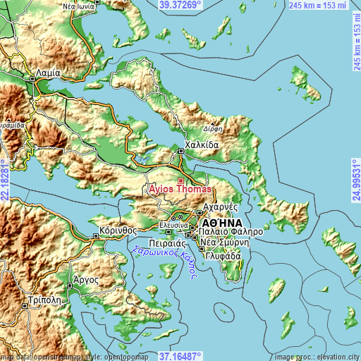 Topographic map of Áyios Thomás