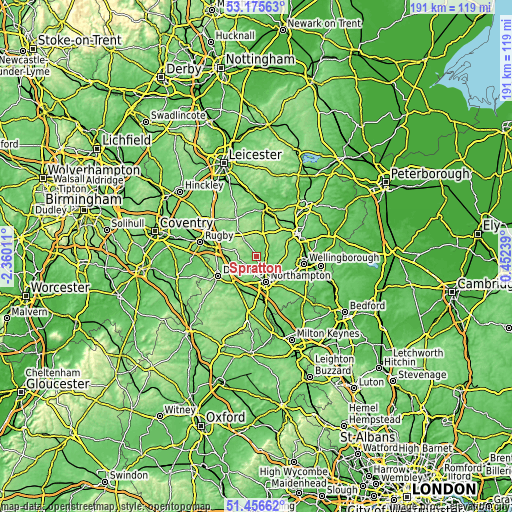 Topographic map of Spratton