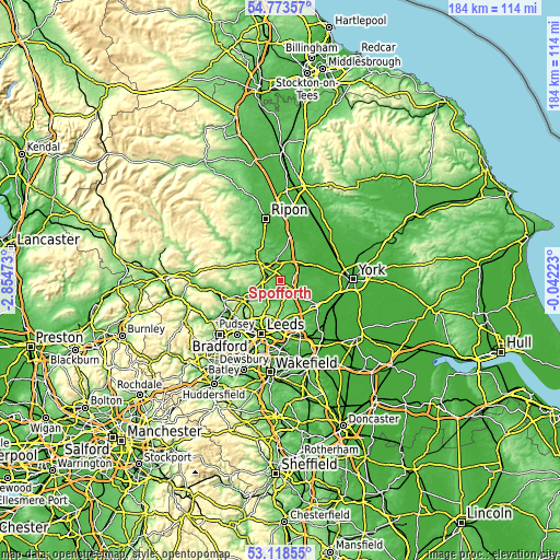 Topographic map of Spofforth