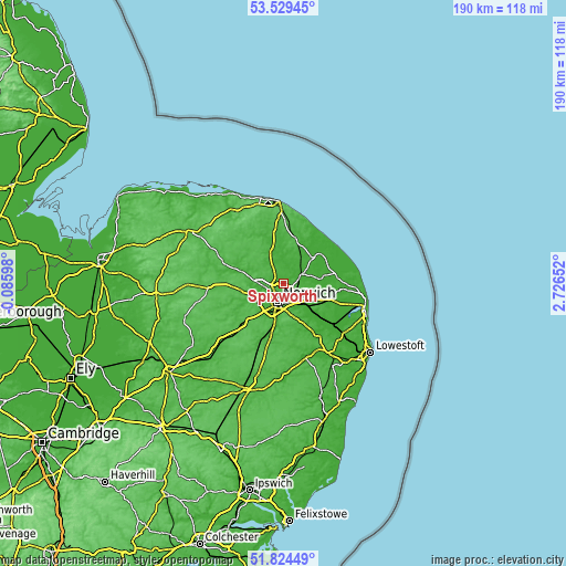 Topographic map of Spixworth