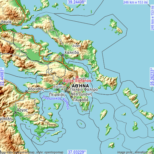 Topographic map of Ágios Stéfanos