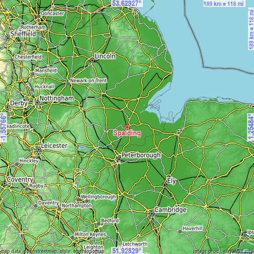 Topographic map of Spalding