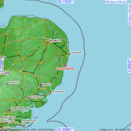 Topographic map of Southwold