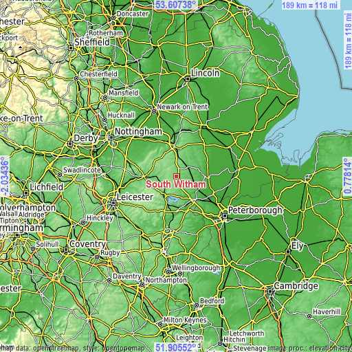 Topographic map of South Witham