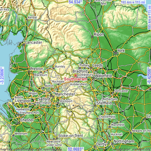 Topographic map of Southowram
