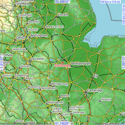 Topographic map of Southorpe