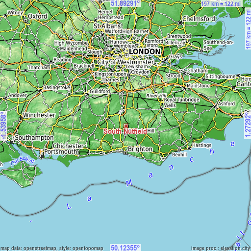 Topographic map of South Nutfield