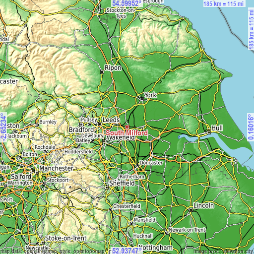 Topographic map of South Milford