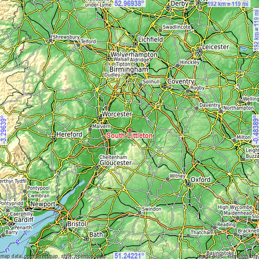 Topographic map of South Littleton