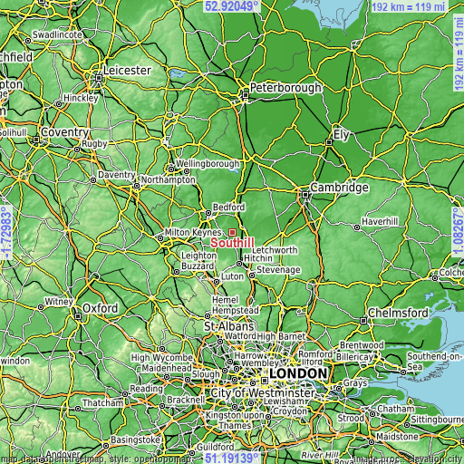 Topographic map of Southill