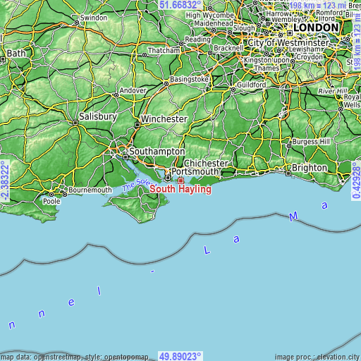 Topographic map of South Hayling