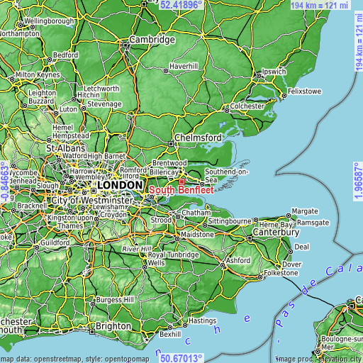 Topographic map of South Benfleet