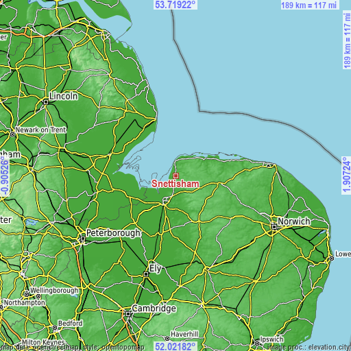 Topographic map of Snettisham