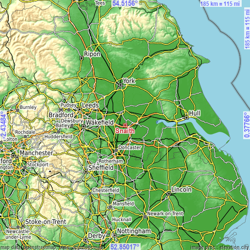 Topographic map of Snaith