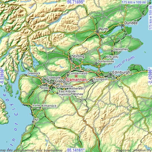 Topographic map of Slamannan