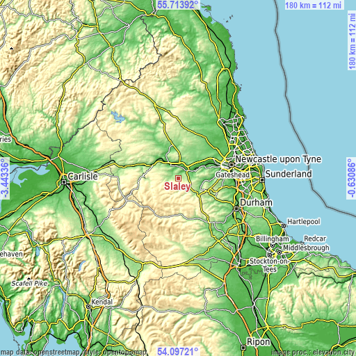 Topographic map of Slaley